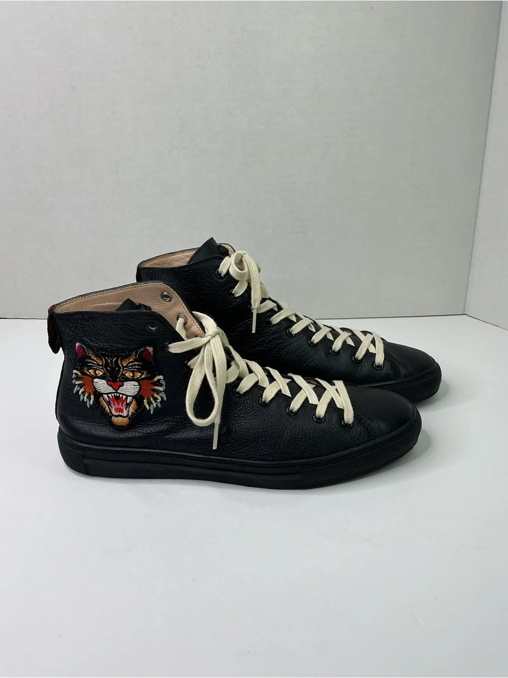 Gucci black leather high-top sneakers